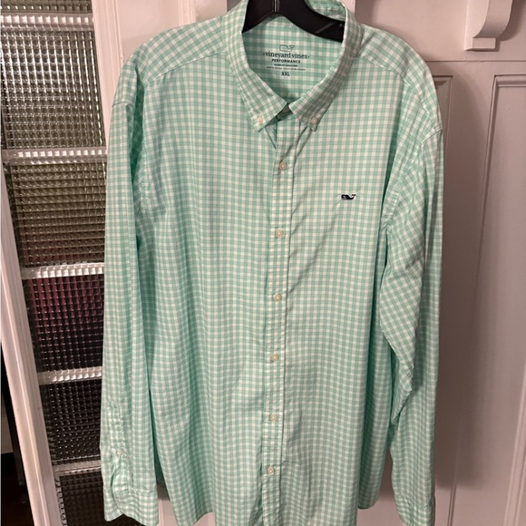 Vineyard Vines Performance Men’s Green Check XXL Long Sleeve Button Up - Picture 2 of 13